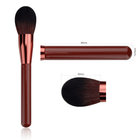 Brown Wooden Handle Makeup Brushes 5 Piece Makeup Brush Set With Pu Cylinder