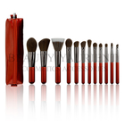 ISO9001 Premium Private Label Red Handle Face Makeup Brush Set 13.6cm Length