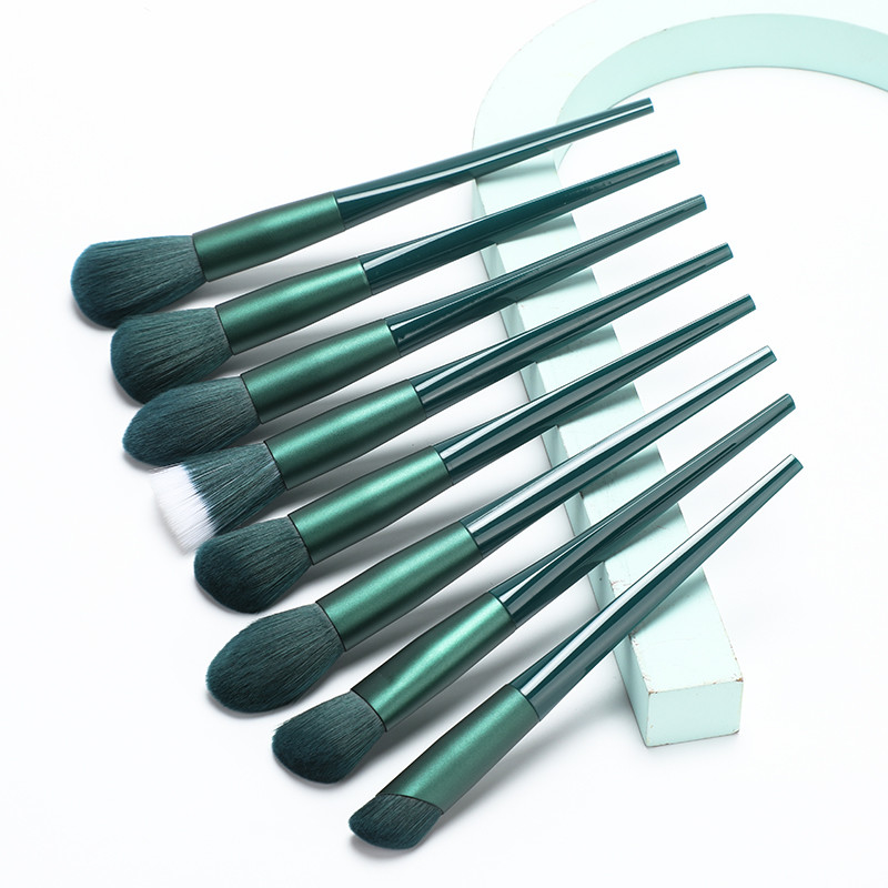 Plating Handle Matte Green High End Makeup Brush Set 16.8cm  Total Length